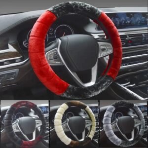 Car Wool Steering Wheel Cover Soft Plush – Anti Slip Winter Steering Cover Universal Fit  |  গাড়ির উলের স্টিয়ারিং হুইল কভার সফট প্লাশ – অ্যান্টি স্লিপ ইউনিভার্সাল ফিট
