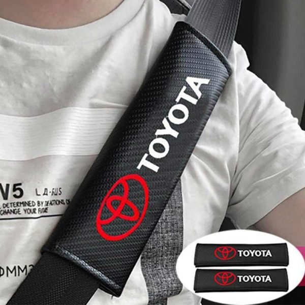Toyota Carbon Fiber Style Seat Belt Shoulder Pad | Premium Comfort Cover 2pcs | Toyota কার্বন ফাইবার স্টাইল সিট বেল্ট শোল্ডার প্যাড | আরামদায়ক ও প্রিমিয়াম লুক ২ পিস