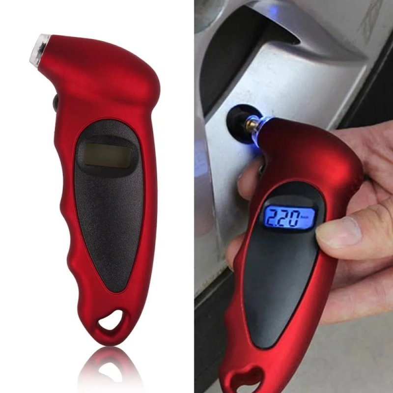 Digital Tire Pressure Gauge – LCD Display Car Tyre Air Pressure Meter (Red) | ডিজিটাল টায়ার প্রেসার গেজ – LCD ডিসপ্লে কার টায়ার এয়ার প্রেসার মিটার (লাল রঙ) - Image 4