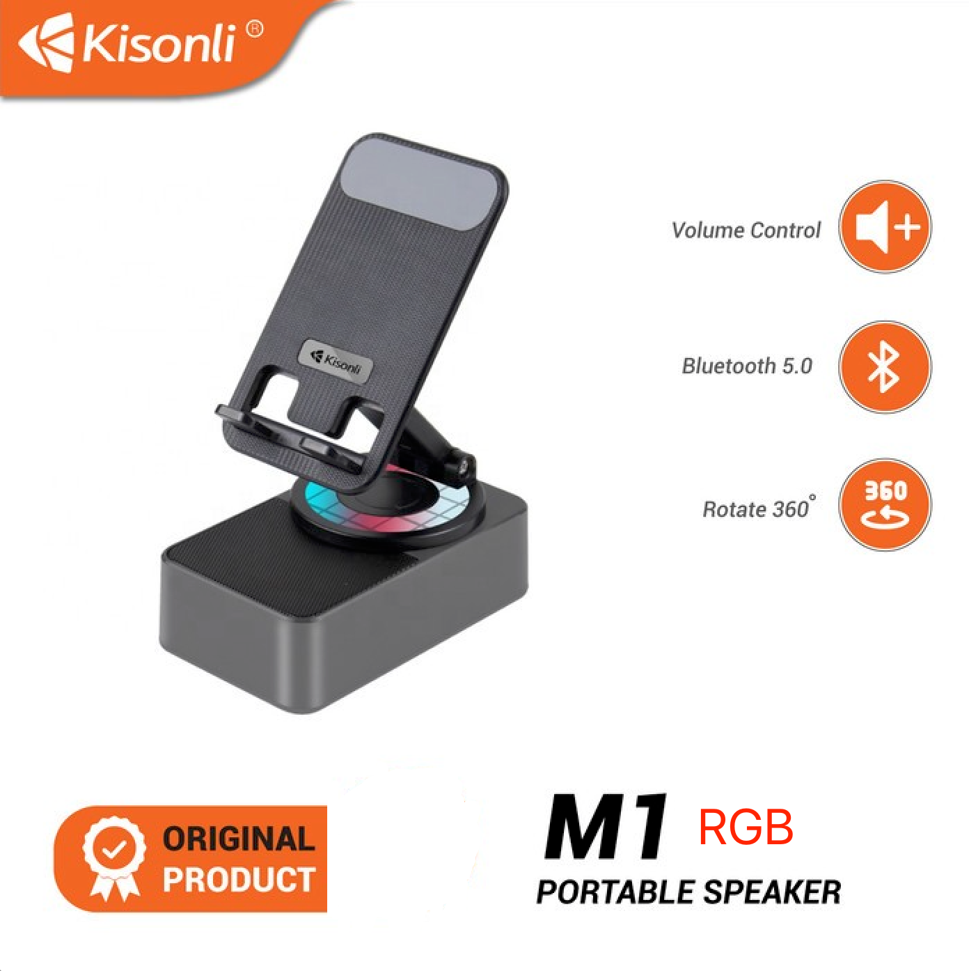 KISONLI M-1 Wireless Folding Bracket RGB Light Adjustable Mobile Phone Stand | Desk Phone Holder for Video, Gaming & Live Streaming | ভিডিও, গেমিং এবং লাইভ স্ট্রিমিংয়ের জন্য KISONLI M-1 ওয়্যারলেস ফোল্ডিং ব্র্যাকেট RGB লাইট অ্যাডজাস্টেবল মোবাইল ফোন স্ট্যান্ড ডেস্ক ফোন হোল্ডার - Image 6