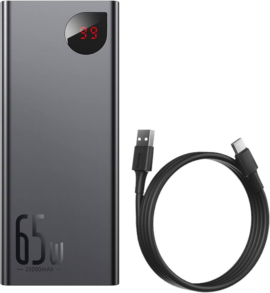 Baseus Adaman 65W Fast Charging 20000mAh Power Bank with Digital LED Display (Type-C Supported) | Baseus Adaman 65W ফাস্ট চার্জিং 20000mAh ডিজিটাল ডিসপ্লে পাওয়ার ব্যাংক (Type-C সাপোর্ট)