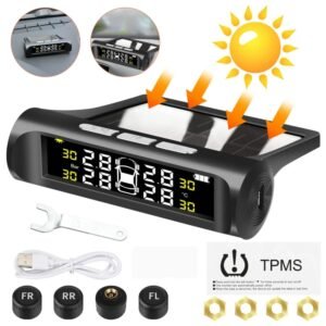 Solar Wireless TPMS Tire Pressure Monitoring System with LCD Display (4 External Sensors)   |   সোলার ওয়্যারলেস টায়ার প্রেসার মনিটরিং সিস্টেম (TPMS) LCD ডিসপ্লে সহ – ৪টি সেন্সর