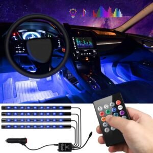 USB RGB Car Interior LED Strip Light Kit with App & Remote Control – Multi Color Ambient Mood Light (4 Pcs Set)   |   USB RGB কার ইন্টেরিয়র LED স্ট্রিপ লাইট কিট (অ্যাপ ও রিমোট কন্ট্রোল সহ) – ৪ পিস সেট