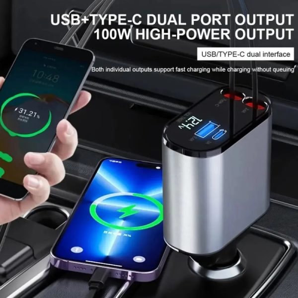 Fast Car USB Charger 3A Output - Dual Port (USB-A + USB-C) - 12/24V Cigarette Lighter Adapter | 3A আউটপুট কার USB চার্জার – ডুয়াল পোর্ট (USB-A ও USB-C) – 12/24V গাড়ির জন্য - Image 3