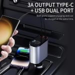 Fast Car USB Charger 3A Output - Dual Port (USB-A + USB-C) - 12/24V Cigarette Lighter Adapter   |   3A আউটপুট কার USB চার্জার – ডুয়াল পোর্ট (USB-A ও USB-C) – 12/24V গাড়ির জন্য