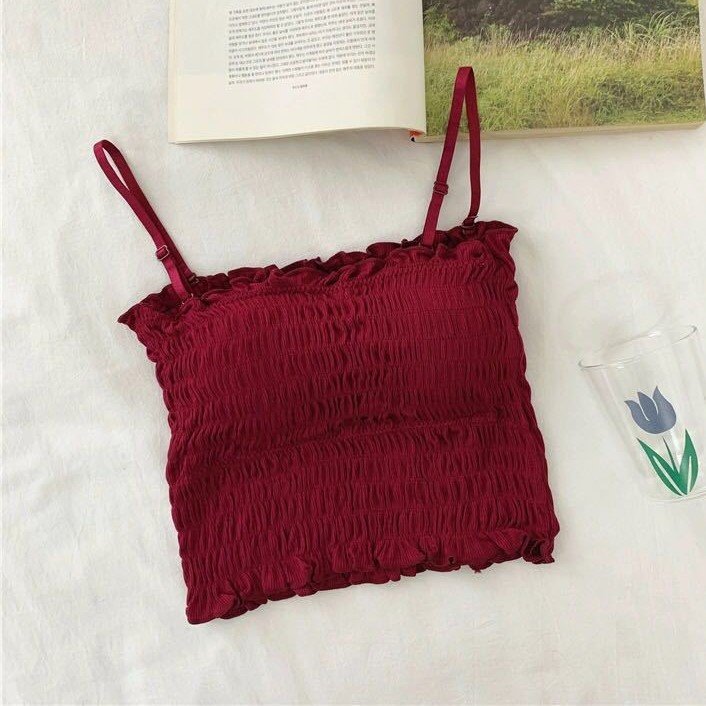 Women’s Smocked Stretchable Camisole Crop Top – Sleeveless Slim Fit Tank Top | মেয়েদের স্মকড স্ট্রেচেবল ক্যামিসোল ক্রপ টপ – স্লিভলেস স্লিম ফিট ট্যাংক টপ - Image 7