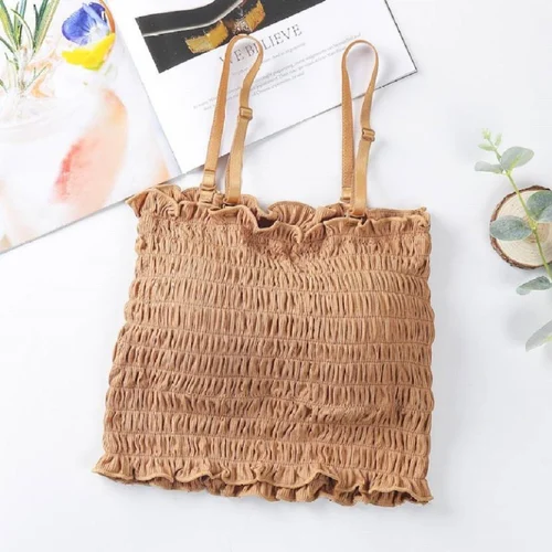 Women’s Smocked Stretchable Camisole Crop Top – Sleeveless Slim Fit Tank Top | মেয়েদের স্মকড স্ট্রেচেবল ক্যামিসোল ক্রপ টপ – স্লিভলেস স্লিম ফিট ট্যাংক টপ - Image 8