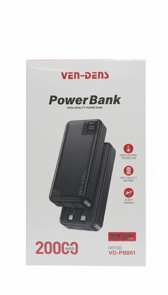 VEN-DENS 20000mAh Fast Charging Power Bank with LED Display – Model VD-PB061 | VEN-DENS 20000mAh ফাস্ট চার্জিং পাওয়ার ব্যাংক ডিজিটাল ডিসপ্লে সহ (VD-PB061) - Image 4