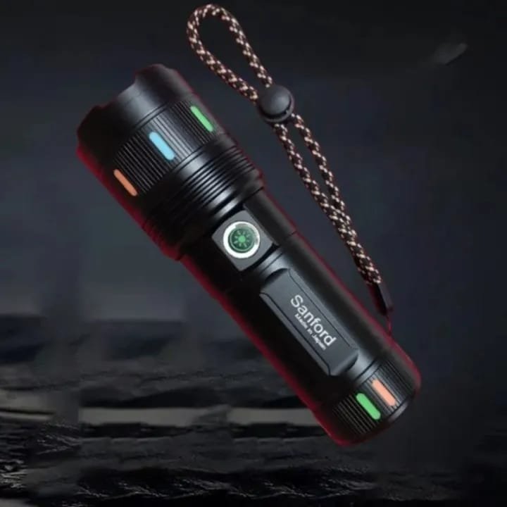 Sanford High Power Super Bright Flashlight | White Laser LED Rechargeable Torch Light | Sanford হাই পাওয়ার সুপার ব্রাইট ফ্ল্যাশলাইট | হোয়াইট লেজার LED রিচার্জেবল টর্চ লাইট
