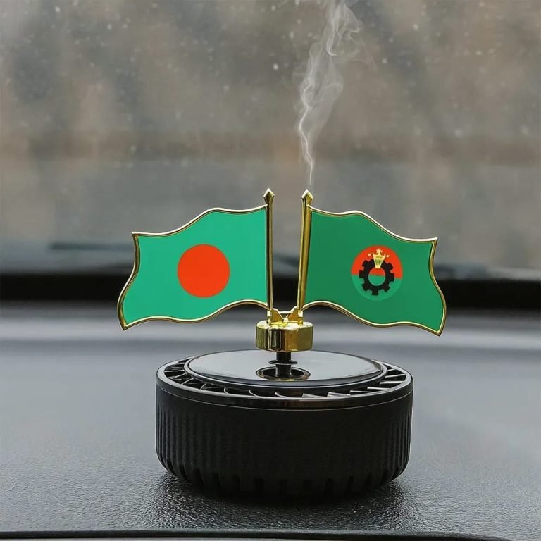 Flag Solar Rotating Car Perfume – Dashboard Air Freshener Ornament | ফ্ল্যাগ সোলার রোটেটিং কার পারফিউম – ড্যাশবোর্ড এয়ার ফ্রেশনার অর্নামেন্ট - Image 3