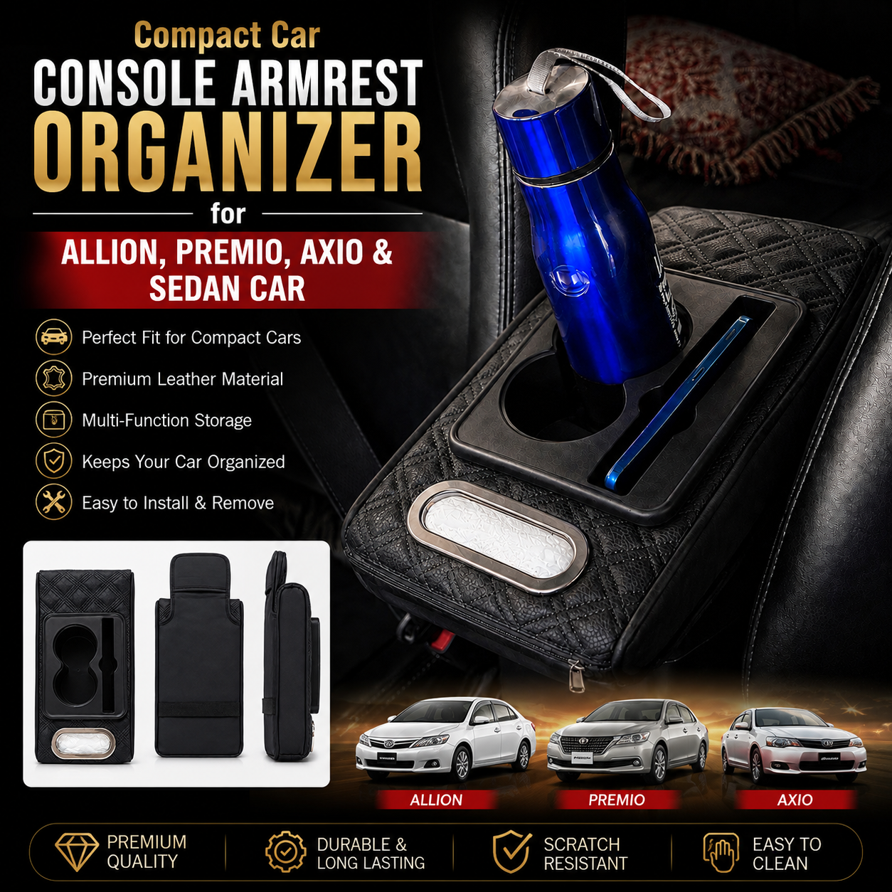 Universal Car Seat Armrest Cushion with Storage Box & Cup Holder – Premium Center Console Arm Support | ইউনিভার্সাল কার সিট আর্মরেস্ট কুশন স্টোরেজ বক্স ও কাপ হোল্ডারসহ – প্রিমিয়াম সেন্টার কনসোল সাপোর্ট - Image 10