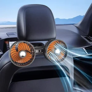 Dual Head USB Car Seat Back Cooling Fan 360° Rotatable Headrest Fan for Car | ডুয়াল হেড USB কার সিট ব্যাক কুলিং ফ্যান – ৩৬০° ঘুরানো যায় এমন হেডরেস্ট ফ্যান