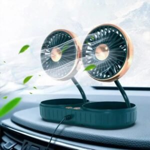 12V Dual Head Car Cooling Fan 360° Rotatable Dashboard Fan | ১২V ডুয়াল হেড কার কুলিং ফ্যান ৩৬০° রোটেটেবল ড্যাশবোর্ড ফ্যান