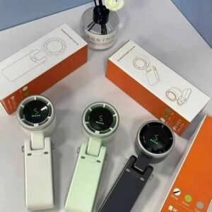 Foldable Rechargeable Mini Handheld Turbo Fan with LED Display & Stand | ডিজিটাল ডিসপ্লে সহ ফোল্ডেবল রিচার্জেবল মিনি হ্যান্ড টার্বো ফ্যান