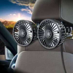 Dual Head Car Fan 1pc 360° Rotatable USB Charging Universal Auto Cooling Cooler Car Accessories