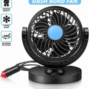 12V Car Dashboard Cooling Fan – 360° Rotatable Single Head Air Circulator | ১২V কার ড্যাশবোর্ড কুলিং ফ্যান (৩৬০° রোটেশন, সিঙ্গেল হেড)
