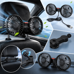 Dual Head Car Fan 1pc 360° Rotatable USB Charging Universal Auto Cooling Cooler Car Accessories