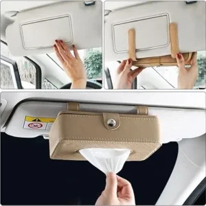 Universal Car Tissue Box – Leather Napkin Holder for Back Seat & Sun Visor