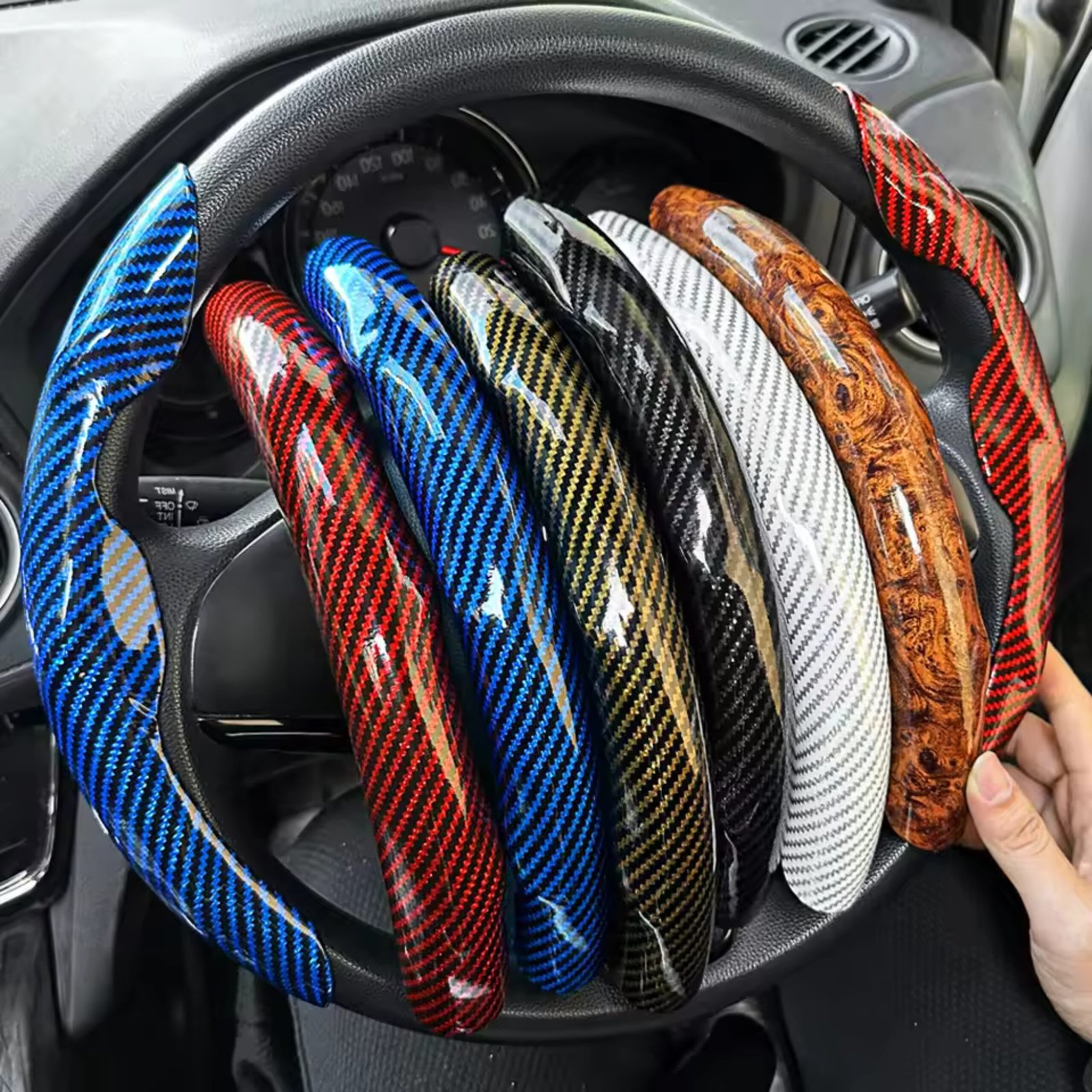 Two Part Wooden Steering Cover for Cars