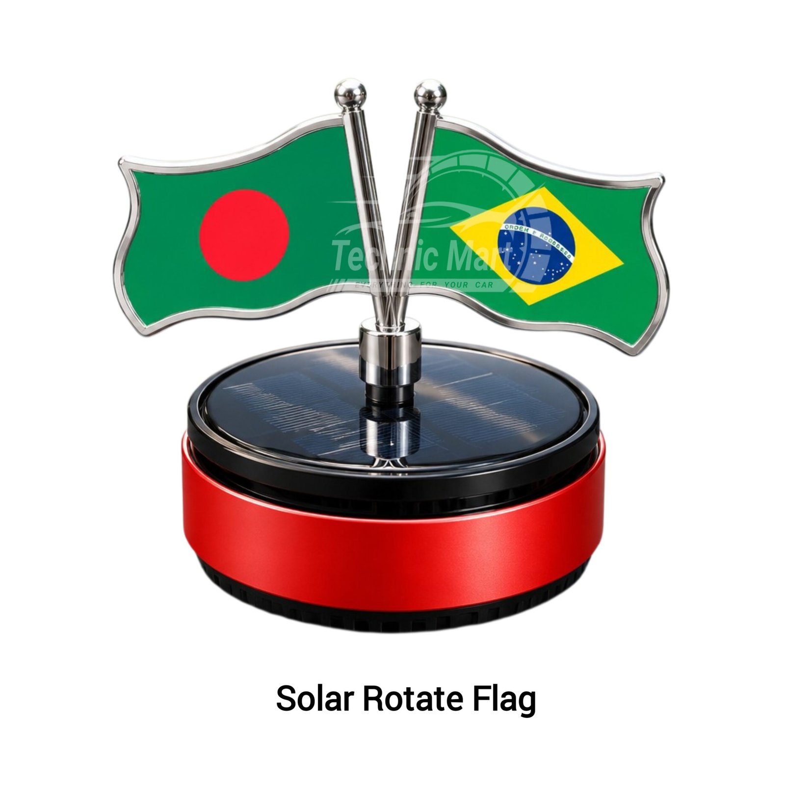 Brazil Fan Car Accessories Combo Pack | Solar Rotate Flag, Air Freshener, Dash Mate & Glass Sticker - Image 2