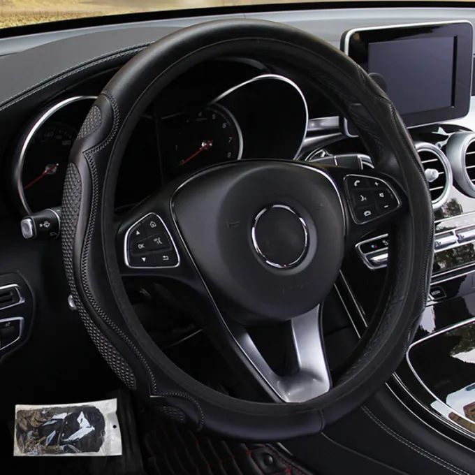 Artificial L.B leather Steering Wheel Cover Color Black - Image 4