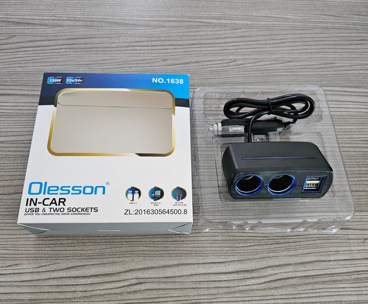 Olesson IN-CAR 120W Dual USB & Two Socket Car Charger Splitter - Image 2