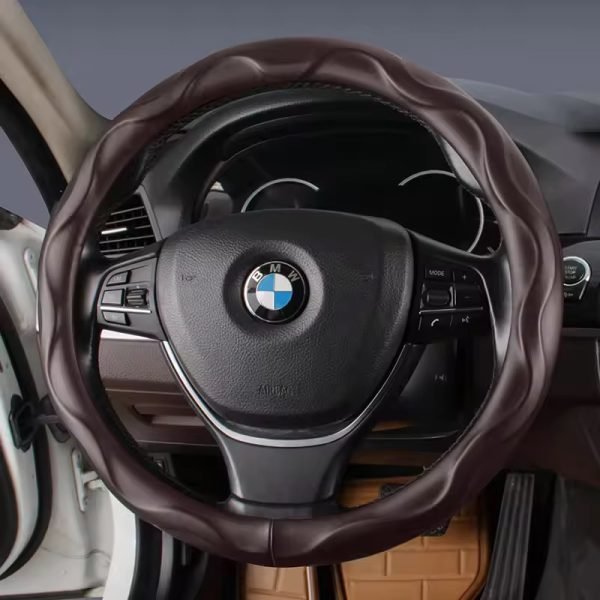 Artificial leather Steering Wheel Cover Color Black and Beige - Image 2