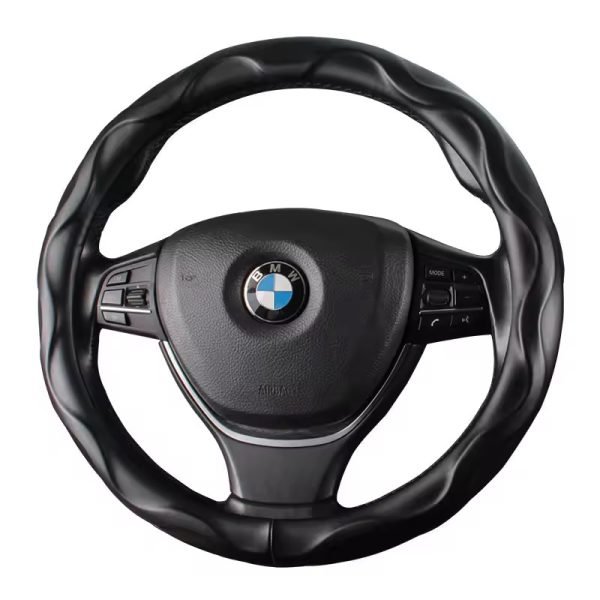Artificial leather Steering Wheel Cover Color Black and Beige