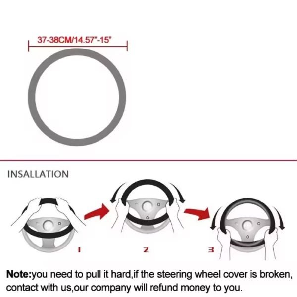 Artificial leather Steering Wheel Cover Color Black and Beige - Image 4