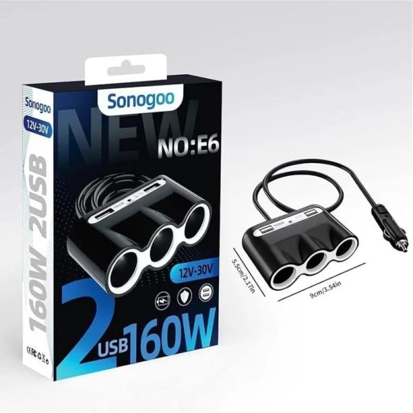 Sonogoo 3 Soccer Car fast Charger Auto Charging Port USB Car Solid Interface With Smart Chip Flat Design