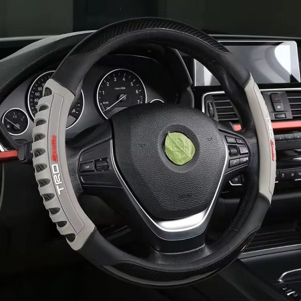 TRD Silicon and Carbon Fiber Leather Car Steering Wheel Cover - Image 4