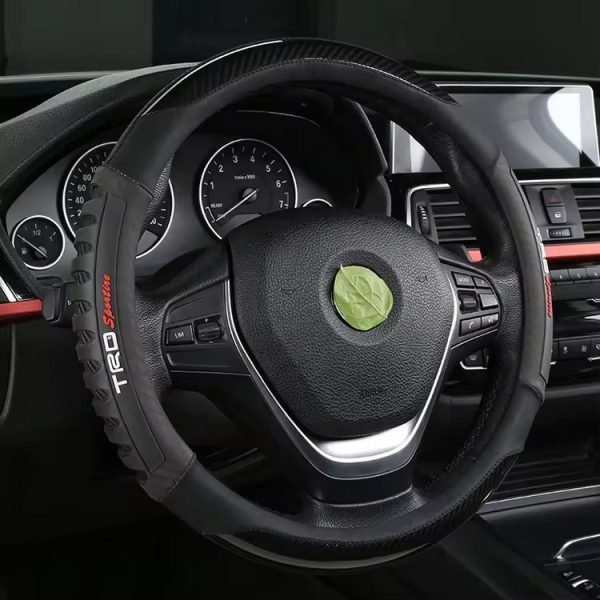 TRD Silicon and Carbon Fiber Leather Car Steering Wheel Cover - Image 2