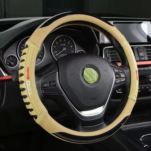 TRD Silicon and Carbon Fiber Leather Car Steering Wheel Cover - Image 3