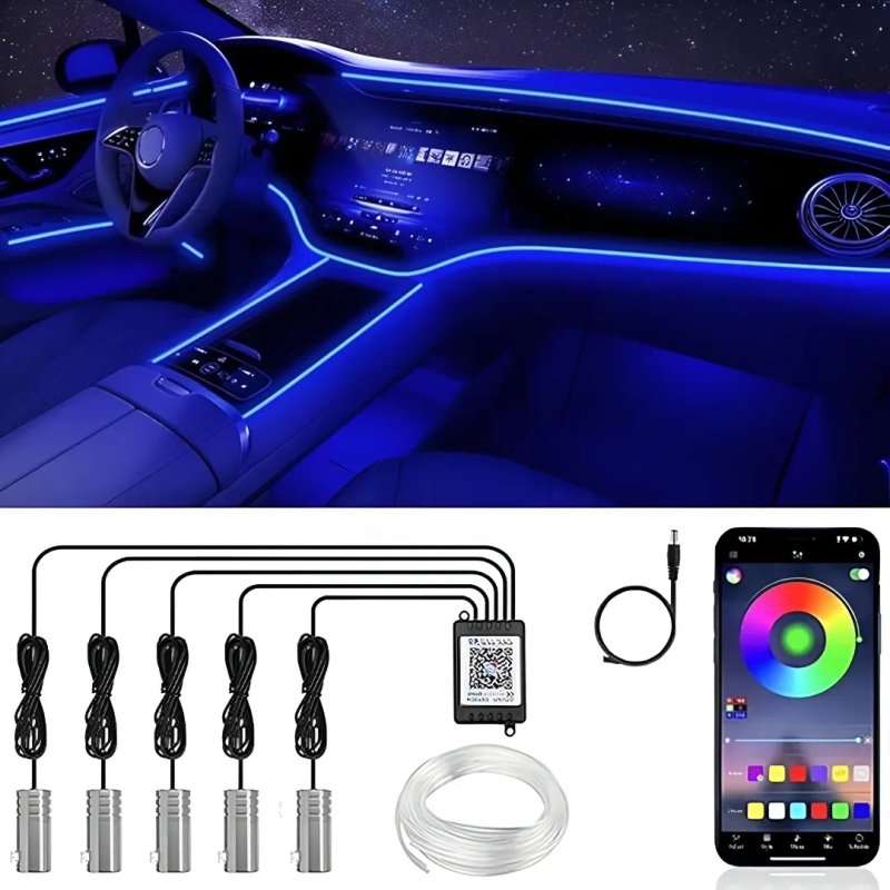 Car Neon LED Interior Strip Light with App Controlled – Interior Ambient Lighting for Dashboard and Door Trim - Image 4