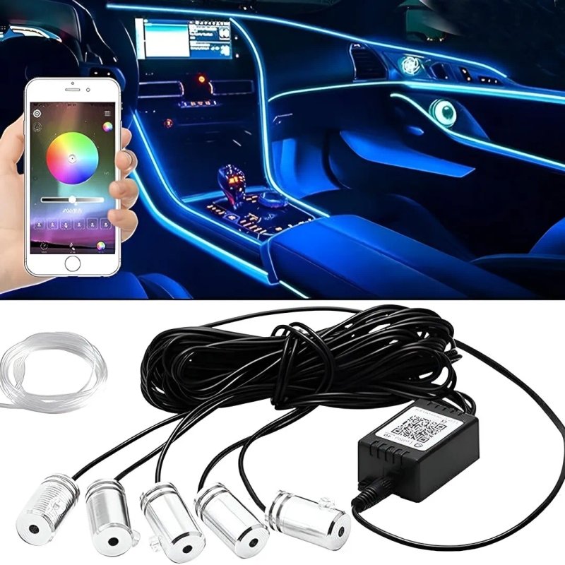Car Neon LED Interior Strip Light with App Controlled – Interior Ambient Lighting for Dashboard and Door Trim - Image 5