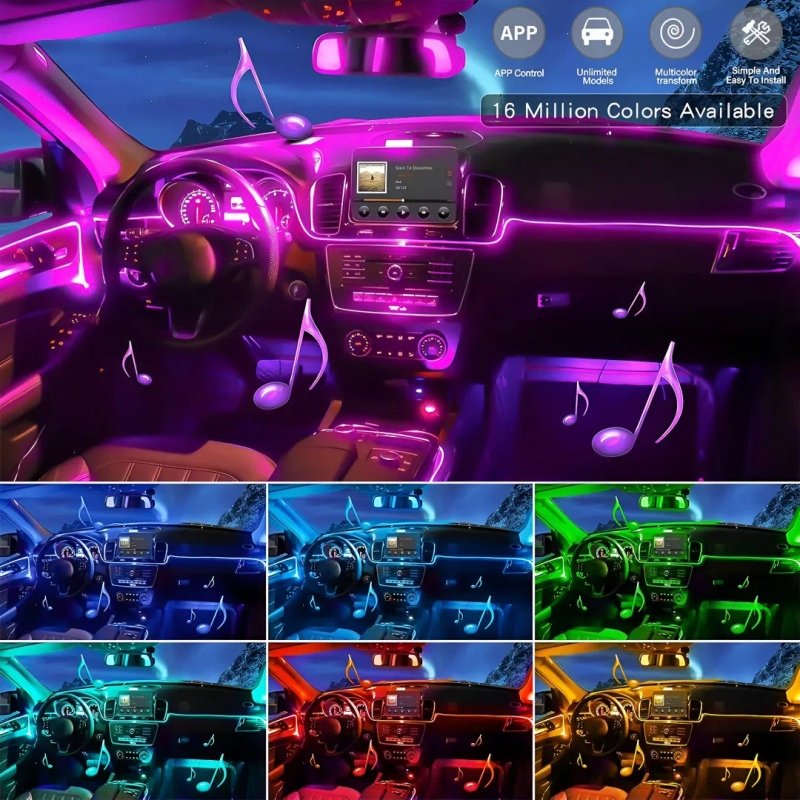 Car Neon LED Interior Strip Light with App Controlled – Interior Ambient Lighting for Dashboard and Door Trim - Image 8