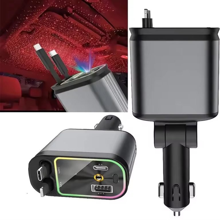 Car Roof Starlight 4 In 1 Retractable 66w Car Charger Dual Type-C Fast Adapter - Image 2