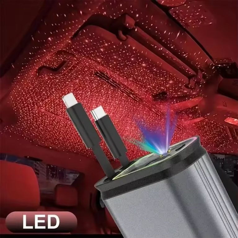 Car Roof Starlight 4 In 1 Retractable 66w Car Charger Dual Type-C Fast Adapter - Image 4