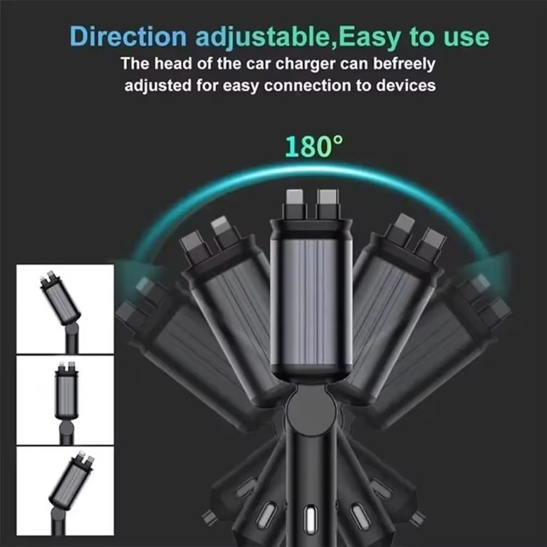 Car Roof Starlight 4 In 1 Retractable 66w Car Charger Dual Type-C Fast Adapter - Image 7
