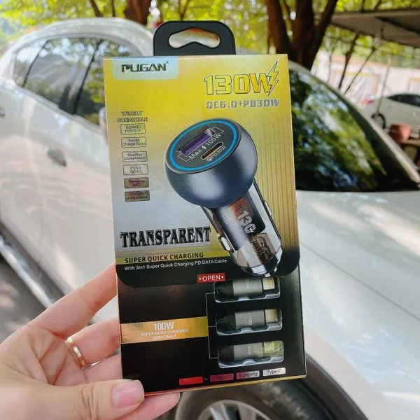 130W USB Pugan Car Fast Charger Cable With C Туре - Image 2