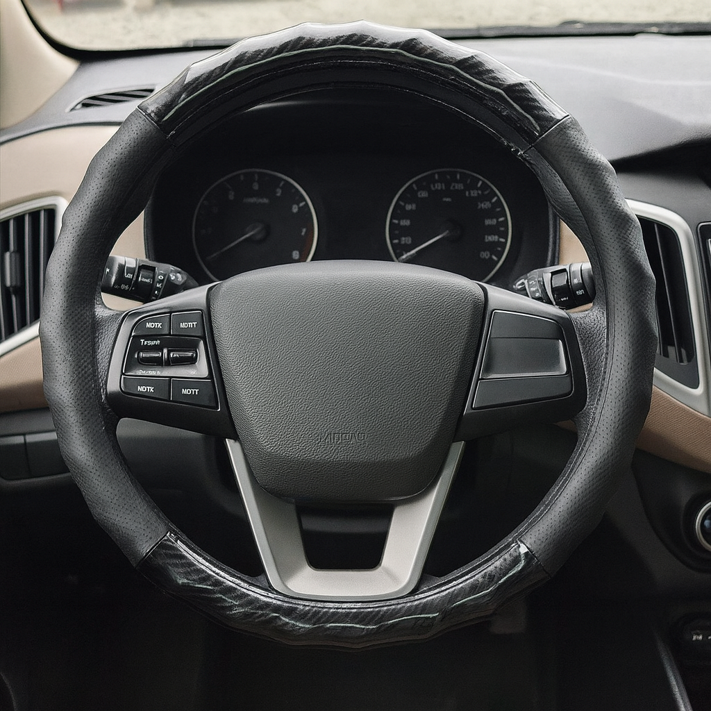 Car Grip Half Carbon Beat Steering Wheel Cover