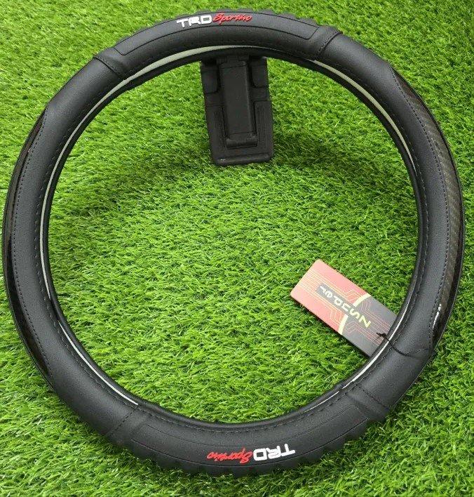 TRD Sportivo Premium Steering Wheel Cover – Black & Beige Carbon Edition - Image 3