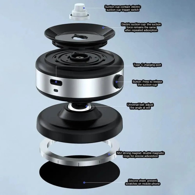 Magnetic Suction Cup Mobile Holder – Vacuum System Secure, Adjustable, and Universal - Image 3