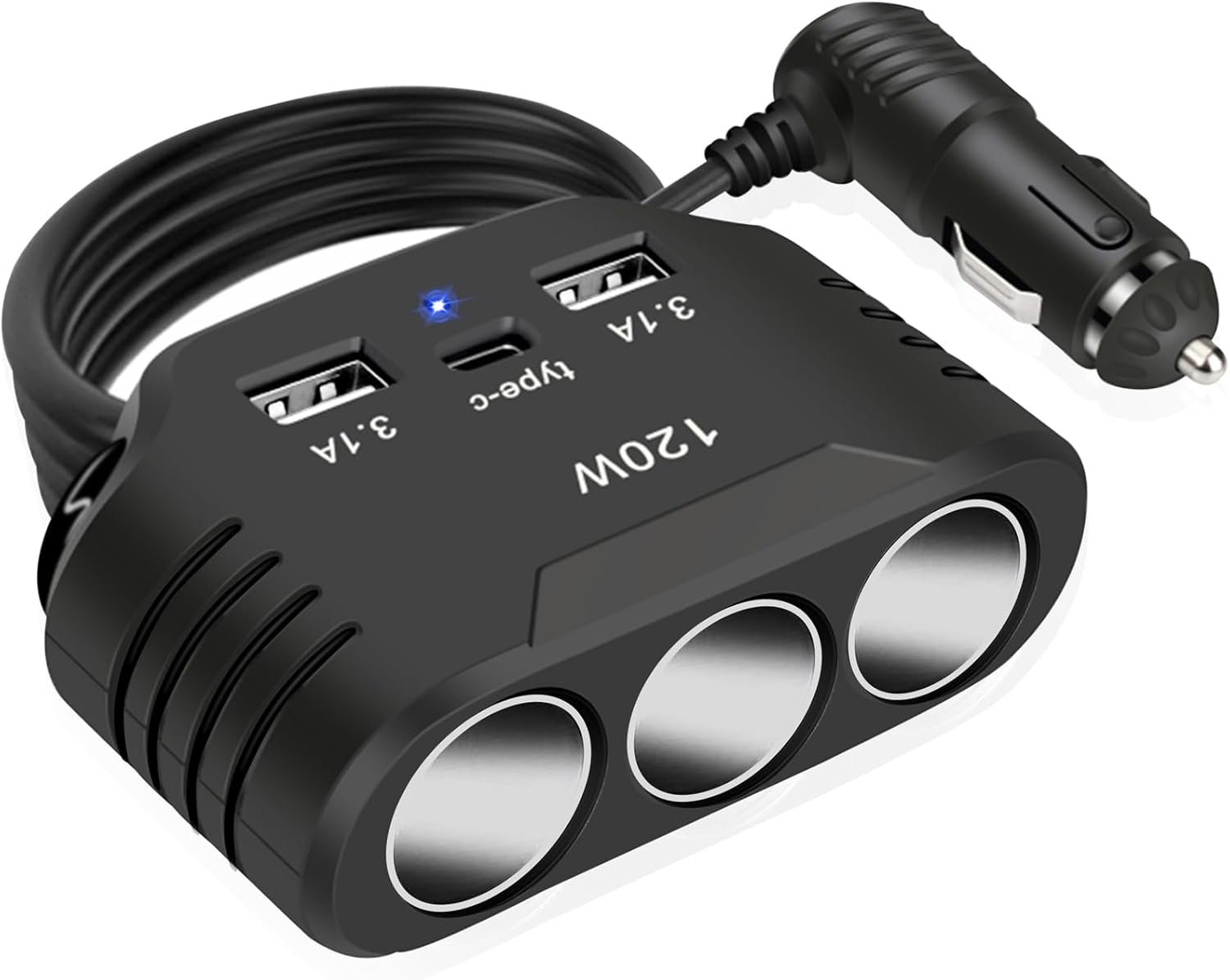 IN-CAR 120W Type-C & 3 USB Socket Car Charger Adapter