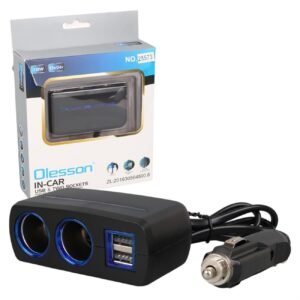 Olesson IN-CAR 120W Dual USB & Two Socket Car Charger Splitter