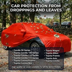 Premium Red Colour Car Cover For - Corolla 90 | Corolla 100 | Corolla 110 | Corolla 111 | Corona Premio | Corona Box | Toyota Wagon | Toyota Allion | Toyota Premio | Toyota Axio | Toyota Corolla Ultimate Protection for Your Car