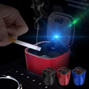 Smart Ashtray Car Cigarette Box Lighter Holder Car With Lid Smell Proof Stainless Steel Blue Led Portable Ashtray Cup