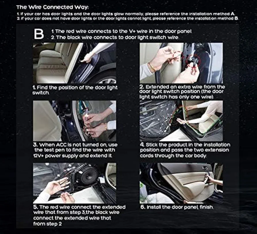 2Pcs Car Interior Door Welcome Light LED Safety Warning Strobe Signal Lamp Strip Anti-Collision Warning Streamer Light Strip 120cm Waterproof 12V Auto Decorative Ambient Lights - Image 5