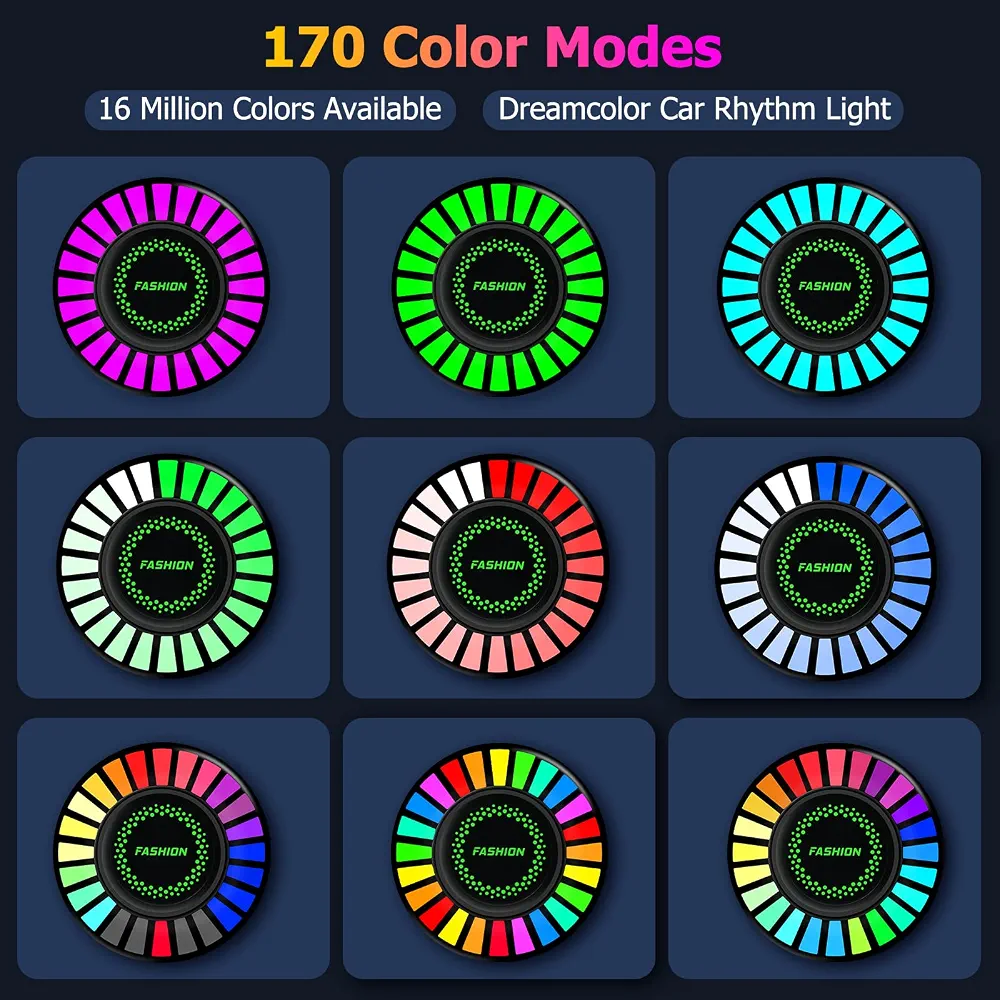 Car Voice-Activated Rhythm Light, Air Freshener Vent Clip, 24 LEDs RGB Car LED Light Sound Pickup Light with Fragrance Aroma Diffuser, 170 Color Modes, Car Accessories - Image 2