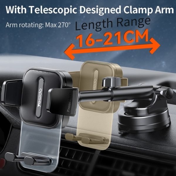 YESIDO C261 360° Rotating Car Phone Holder – Suction Cup Dashboard & Windshield Mount - Image 4